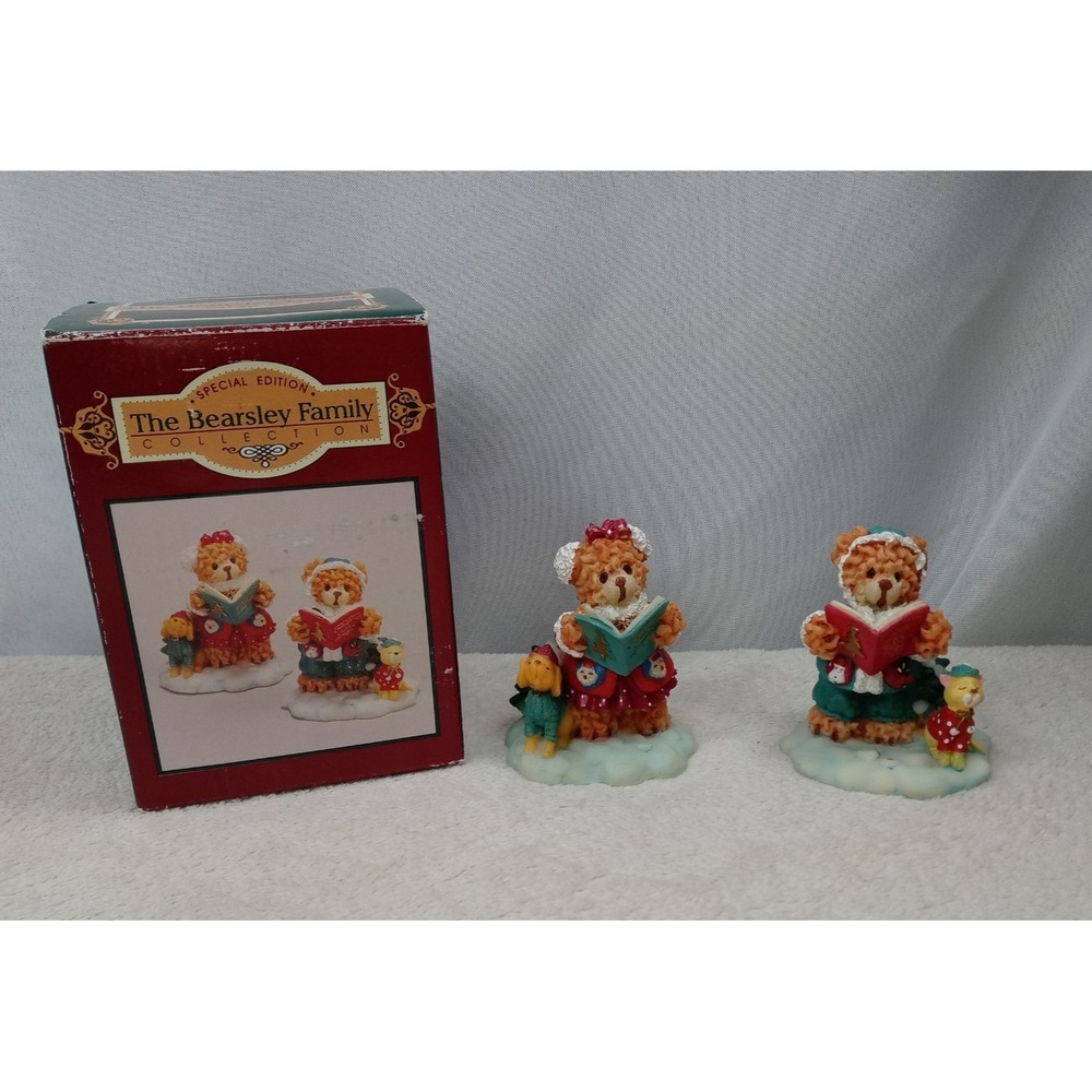 Vintage 1995 House of Lloyd Bearsley Family Jeremiah Figurine Lot of 2 Christmas